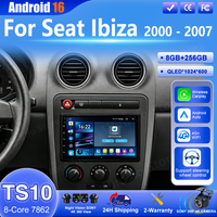 Autoradio Android 16 pour Seat Ibiza 2000 2001 2002 2003 2004 2005 2006 2007 Lecteur multimédia automobile CarPlay GPS Navigation Stéréo