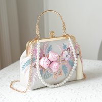 Retro Chinese Floral Print Handbag Women's Flag Robe Bag Large Flower Handbag Trendy Crossbody Bag Clutch