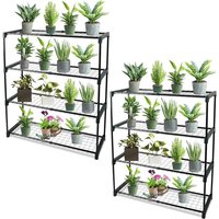 4-Tier Garden Storage Shelves - Easy Assembly, Versatile Shelving for Greenhouse, Shed, and Garage (Pack of 2)
