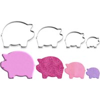 Four Specifications Cartoon Obesity Pig Plastic Molds,Little Animal Shape Cake Biscuit Cookie Decorating Fondant Cutters Tools