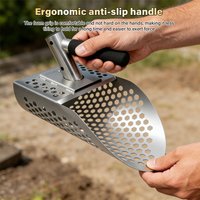 Portable Stainless Steel Metal Detecting Sand Scoop Shovel Beach Treasure Hunting Digging Tool for Garden Outdoor Prospecting