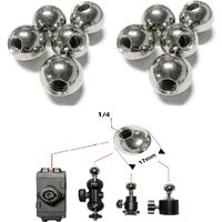 10 Pack 17mm Ball Head with 1/4 inch Threaded Screw Socket Stainless Steel Swivel Ball Joint Adapter Converter for Clamp Camera