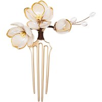 Chinese Style Hair Side Comb Lotus Flower Insert Vintage Hair Stick Four Prong Hairpin Traditional Hanfu Accessories