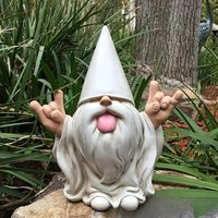White Tongue Out Gnome Resin Statue Outdoor Yard Lawn Ornament Cute Dwarf Figurine Home Patio Garden Decor Craft Gift