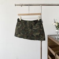 Retro Low Waist A Word Cargo Camouflage Skirt Women's Mini Skirt 2026 Summer New Denim Skirt