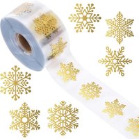500/1500 Sheets Of Gold Snowflake Christmas Stickers, Transparent Self-Adhesive Holiday Decorations, Suitable For Christmas Use