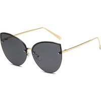 AliExpress Julyrays Cycling Large Frame Gradient Cat Eye Rimless Sunglasses Metal Frames Cateye Shades UV400 Summer Traveling Sun Glasses For Female