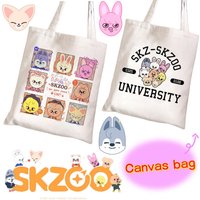SKZOO Wolf chan Foxi.ny Sweet Two-Dimensional Printed Canvas Bag for Girls Large Capacity Handbag and Shoulder Bag for Outings