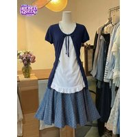 Summer Vintage Japanese Sweet 3 Piece Set Women PolkaDot Cami Top Ruffle Bow Short Sleeve Cardigan High Waist Skirt Chic Outfit