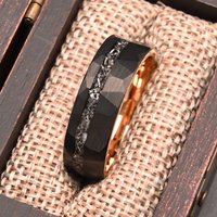 8MM Pierścionek z Węglika Wolframu w Kształcie Meteoritu, Męskie Obrączki Ślubne, Anillos Bague Homme Pareja, Pierścionki Zaręczynowe, Modna Biżuteria