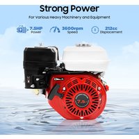 212CC 4-Takt-Benzinmotor 7,5 PS 3600 U/min mit niedrigem Kraftstoffverbrauch, leiser Go-Kart-Motor mit 0,95 Gallonen Kraftstofftank