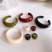 Boho Acrylic Open Bangles for Women Punk Geometric Resin Cuff Bracelets Solid Color Retro Chunky Wristband Charm Jewelry Gift K1