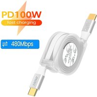 PD 100W USB C Retractable Data Cable, For iPhone 15 Pro Max For MacBook Samsung Fast Charge Cord For iPad Type C Laptop Switch image 4