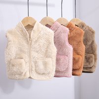 1-5Y Herbst Frühling Warme Baby Kind Mädchen Westen Plüsch Tasche Ärmellose Oberbekleidung Westen Outfits