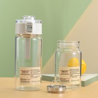Simple Glass Water Bottle with Tea Spaced, Portable, Heat Resistant, Transparent, Summer Tumbler, Small, 350ml, 550ml
