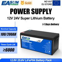 Akumulator LiFePO4 12V 24V 100Ah 300Ah Litowy Solarny Przenośny Akumulator do Ładowania z Wbudowanym BMS, Bateria Klasy A do Zasilania