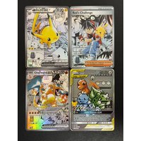 DIY 4pcs/set Pokemon Charizard Ex Pikachu Ex ACG Self Control Collect Signature Trading Flash Card Anime Cartoon Original Gift