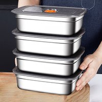 304 Stainless Steel Leak-proof Lunch Box with Lid Bento Box for Outdoor Camping Refrigerator&Freezer Storage Sealed Container