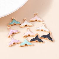 10pcs/lot 18*15mm 4 Color Whale Tail Mermaid Charms for Earrings Pendants Bracelets Making Enamel Charms DIY Jewelry Accessories