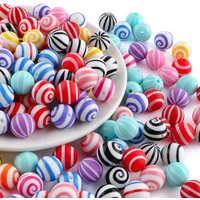 15pcs Silicone 15mm Striped Printed Round Beads For Jewelry Making Necklace Bracelet Earrings DIY Personalized Accessories
