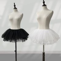 Vintage White Black Bridal Boneless Petticoats Short Multi Layers Lolita Underskirt Super Stuffed Tulle Dress Cosplay Ballgown