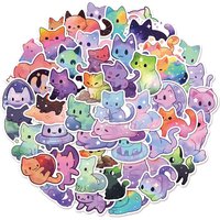 50PCS Starry Sky Cat Cute Cartoon Decoration Graffiti Stickers DIY Luggage Skateboard Water Cup Computer Waterproof Stickers