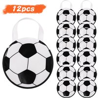 6/12Pcs Football-Themed Party Favor Bags Non-Woven Candy Gift Bag for Sports Soccer Birthday Party Decoration Supplies Christmas