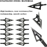 6/12PCS 100 Grain Sharp 3 Blades Stainless Steel Hunting Broadheads Universal Design for Recurve Compound Longbow and Crossbow