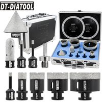 DT-DIATOOL Fliesen-Lochsägen-Set M14 Gewinde 12-teilig 6/6/8/20/35/50/68MM Bohrer & 20mm Fingerfräser & 50mm Fasenfräser & Sechskant-auf-M14-Gewinde-Kernbohrer-Set zum Bohren von Porzellan,