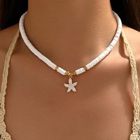 Women's Boho Starfish Pendant Beaded Choker Necklace Summer Beach Vacation Jewelry Gift Polymer Clay