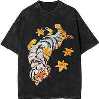 Vintage Lazy Tiger Washed T Shirt Y2K Grunge Meme Men Women Y2k Streetwear Cotton Tee Unisex Old School Punk Rock Dark Style