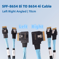 90 Degrees Left Right Bend Slim SFF-8654 8i To x2 8654 4i SAS Built-in Server Array Data Cables Split in Half 2.5 HDBP SSD SLOT