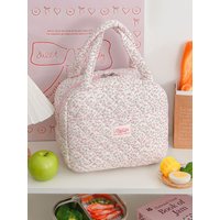 Floral Lunch Bag Large Capacity Foldable Picnic Bag Portable Handbag for Outdoor Travel Bento Bag Insulated Lunch Tote for Women