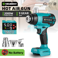 NEWBENY 2000W 500℃ Electric Hot Air Gun 9 Gears Handheld Cordless Rechargeable Industrial Home Power Tool For Makita Battery Pin