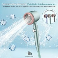 Grey/blue/green handheld shower spray filter shower head, pressure-enhanced shower faucet,5-speed rotating water output mode
