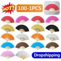 100-1Pcs DIY Paper Bamboo Folding Fan Adults Children's Calligraphy Painting Practice Blank White Folding Fan Wedding Gifts