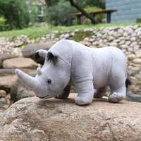 35cm Real Life Rhinoceros Plush Toy Stuffed Lifelike African Rhinos Wild Animals Doll Toys For Kids Children Xmas Gift Decor