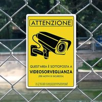 HD Metal Tin Sign Italian Video Surveillance Warning Wall Decor Retro "ATTENZIONE VIDEOSORVEGLIANZA" Security Sign for Home Busi