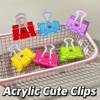 Colorful cartoon acrylic expression small eyes long office Kawai stationery pp clip file hand account book Office Supplies
