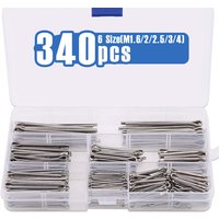 340 PCS 6 Sizes Stainless Steel Cotter Pin Clip Key Fastner Fitting Assortment Kit for Automotive, Mechanics, Car Garage
