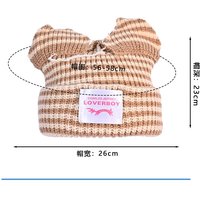 Cat Ears Wool Hat Women's Autumn and Winter Stripes Thickened Warm Knitted Ear Protector Hat Pig Ears Cartoon Cute Pullover Hat