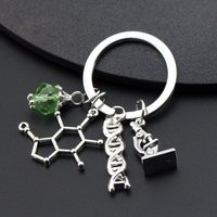 Fashion DNA Dopamine Molecule Keychain for Women Biology Chemical Serotonin Jewelry Hook Keychain Teacher Student Gifts
