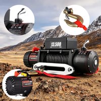 Elektryczna wciągarka SIHAO 13500lbs ATV/UTV 12V z syntetycznym linkiem 92T, bezprzewodowym i przewodowym pilotem, wodoodporność IP67, do jeepów, holo