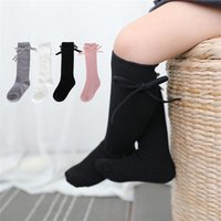 Autumn Kids Knee High Socks Baby Girls Boys Bowknot Flat Long Sock Soft Cotton Solid Children Princess Socken For 0-7 Years image 4