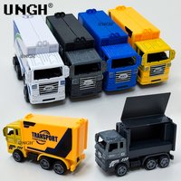 UNGH Alloy Diecast Pull Back transport Truck Model black blue container Car Vehicle Educational Toy for Children Boy