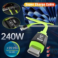 Silicone 240W Cables 10A Super Fast Charging USB to C Type-C to C Green Thicken Cable For Xiaomi 17 Durable Quick Charging Cable
