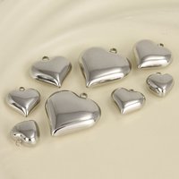 7pcs Brief Silver Color High Quality Stainless Steel Pendant Peach Heart 3D Stereoscopic Charms Diy Necklace Earring Accessories