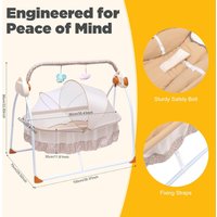 NEW Electric Cradle Intelligent Control Rocking Bluetooth Lullabies Foldable Portable 55lbs Capacity Breathable Mosquito Net