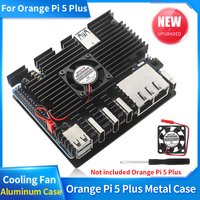 Orange Pi 5 Plus Aluminum Alloy Case Metal Enclouse with Fan Heatsinks Active Passive Cooling Radiator for Orange Pi 5 Plus