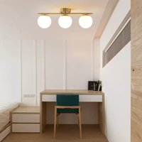 Nowoczesna szklana lampa sufitowa LED, biała kula, kreatywna złota lampa do korytarza, przedpokoju, garderoby, na balkon, do sypialni, jadalni.